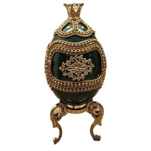 Egg Carousel Horse Music Box Natural Egg Faberge Look Green Music Box carousel